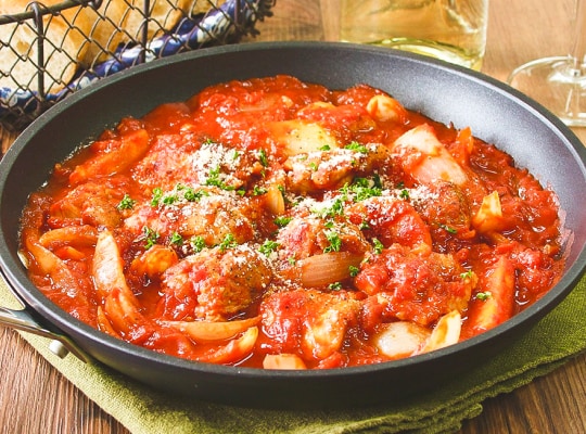 シャンタンでチキンのトマト煮込み