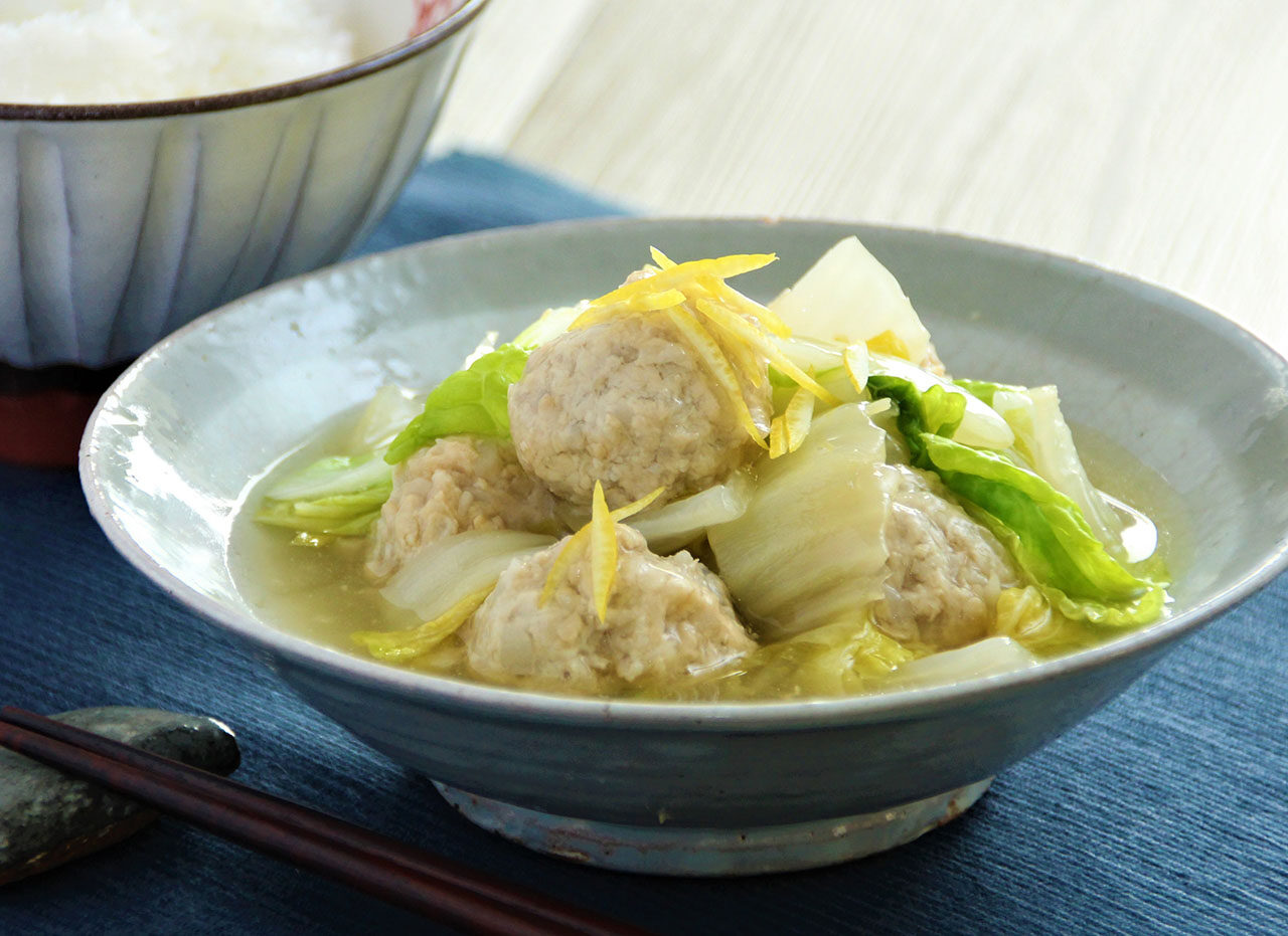 レンコンつくねのだしまろ酢煮