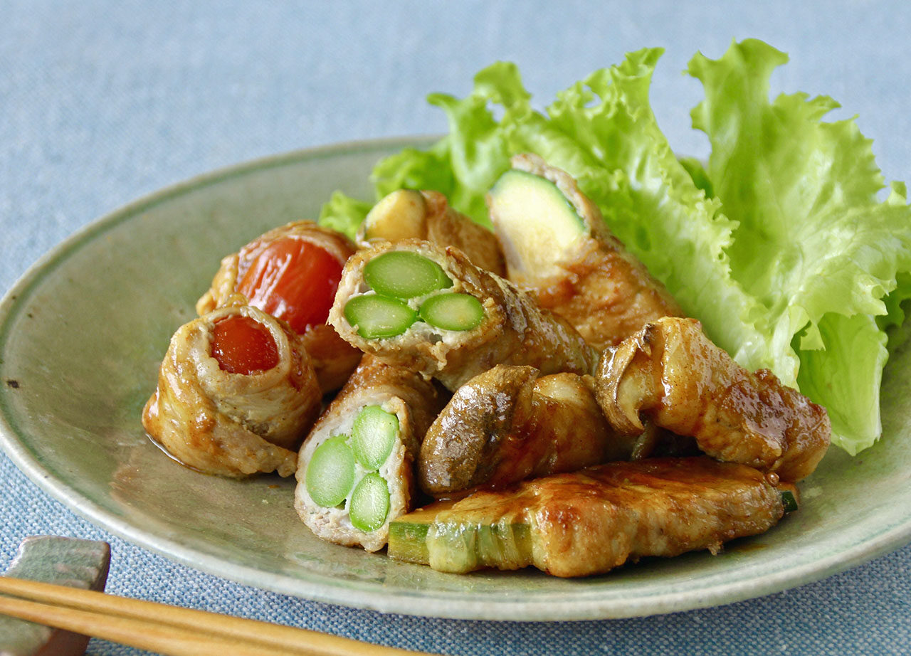 豚肉巻きのカレー照り焼き