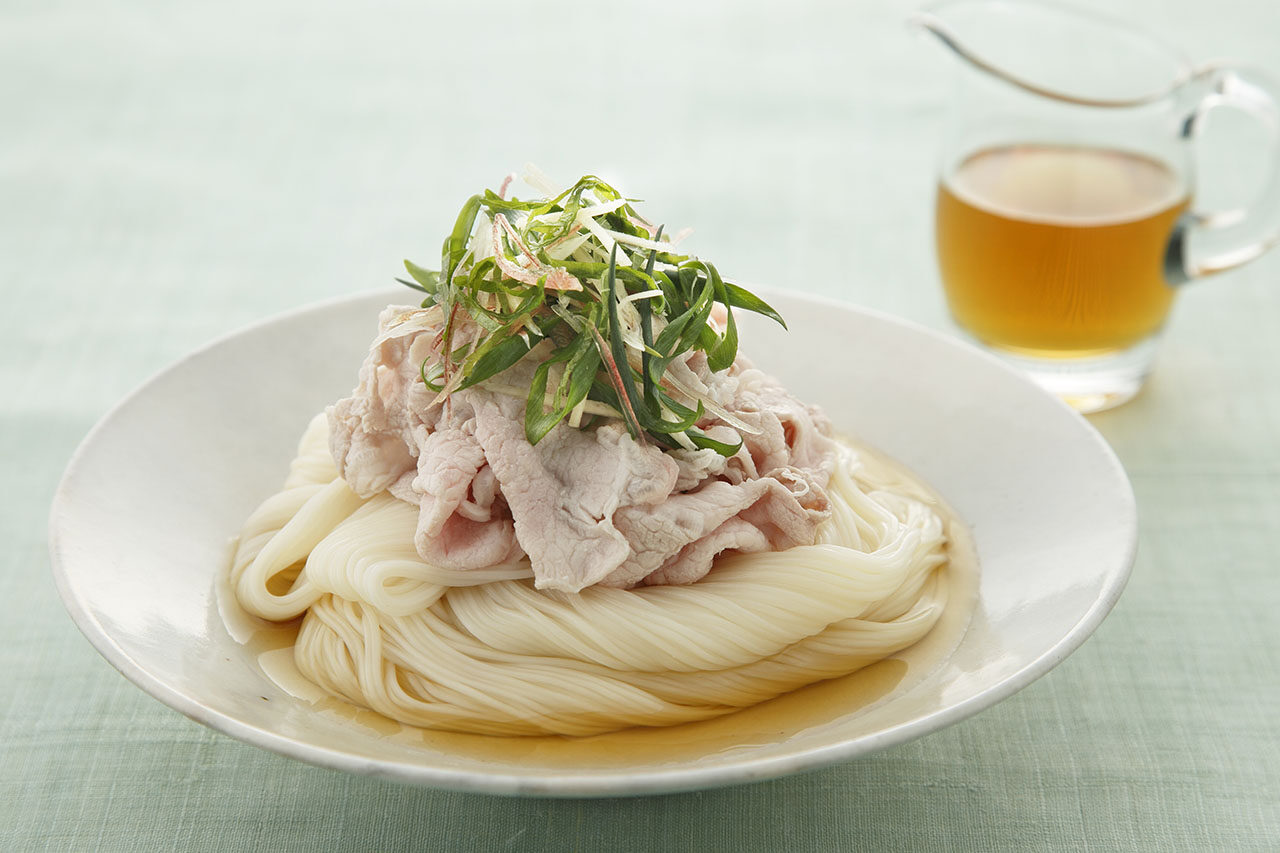 豚しゃぶと香味野菜のぶっかけそうめん