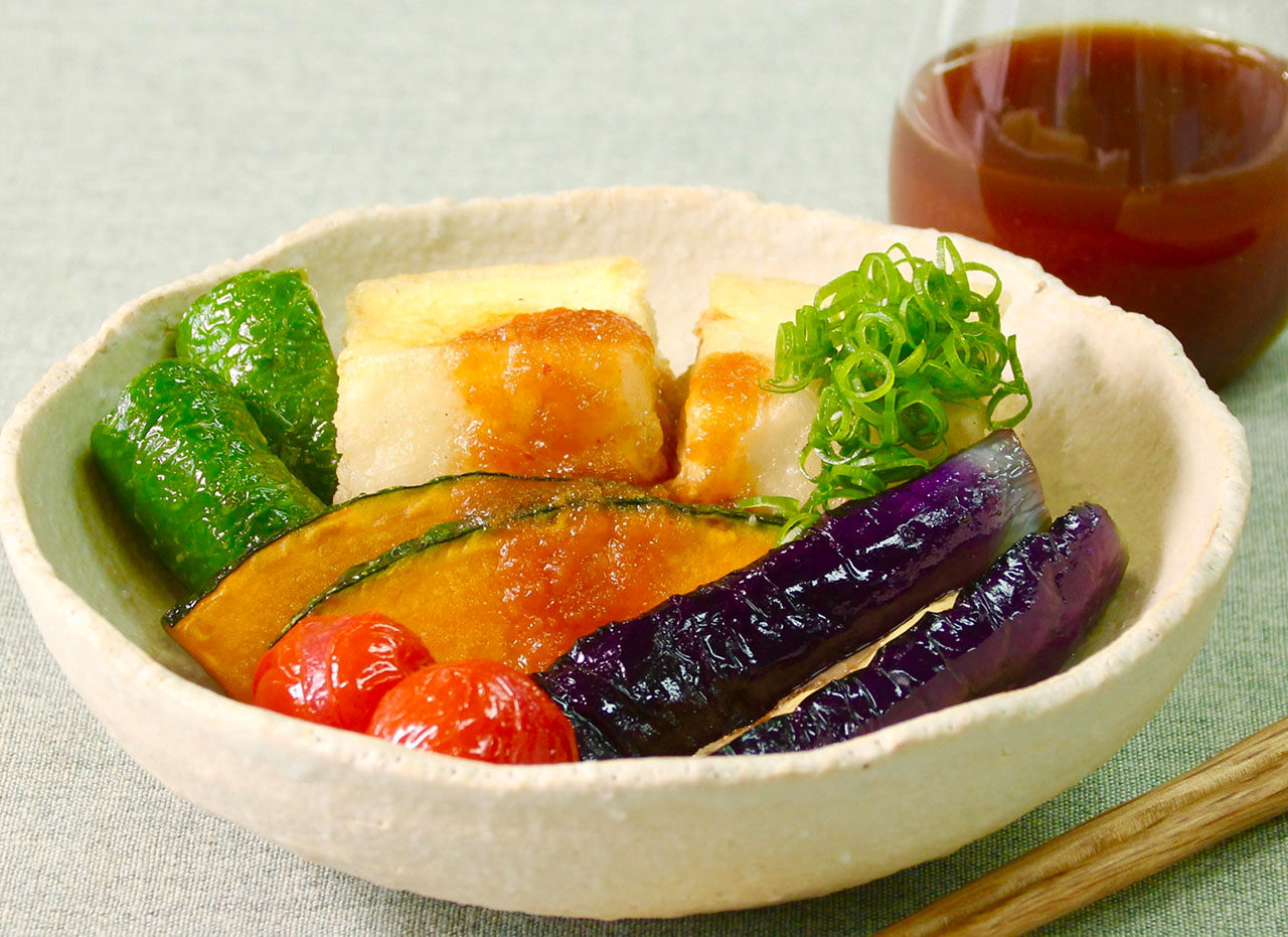 揚げ出し豆腐と野菜の吹き寄せ