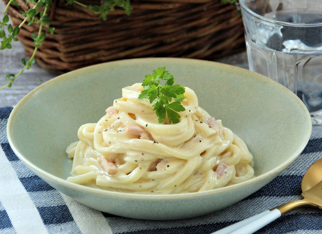 もちもち生パスタ風カルボナーラ