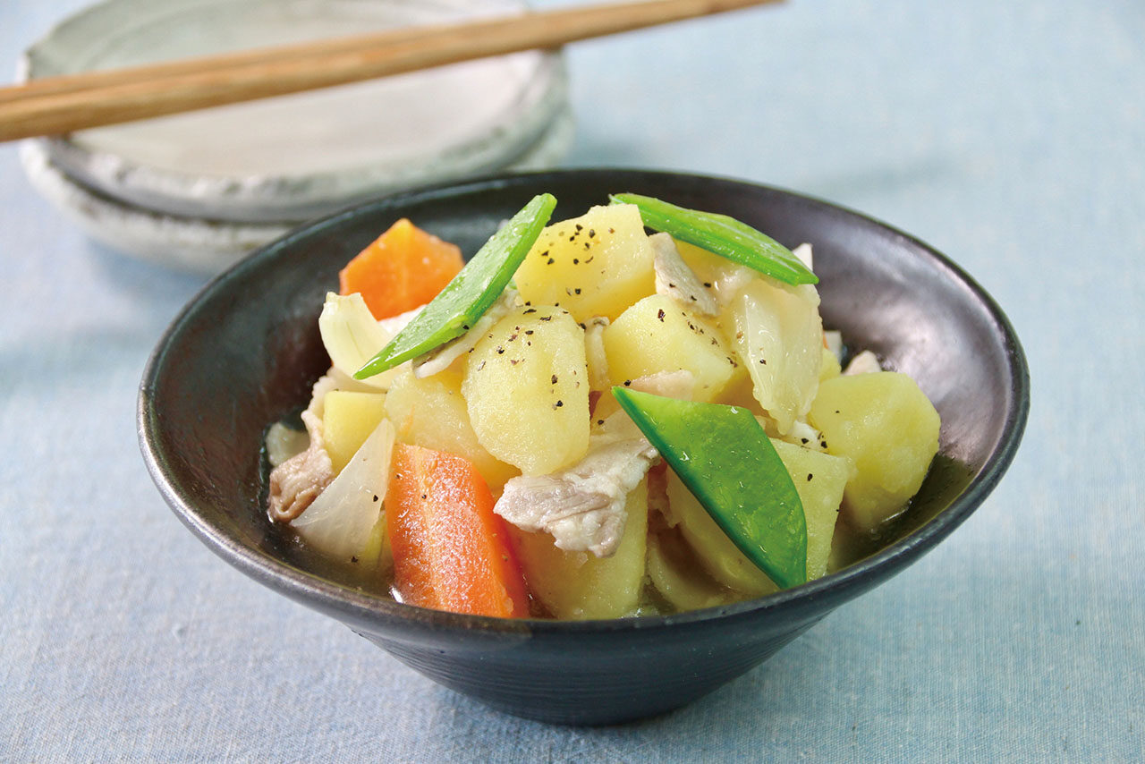 レンジで塩豚肉じゃが